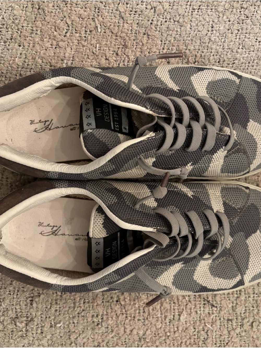 Vintage Havana Gray Camouflage Knit Men's Sneakers